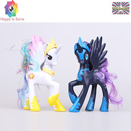 New 2 PCS My Little Pony White Princess Celestia LUNA NIGHEMARE MOON Figure Toys