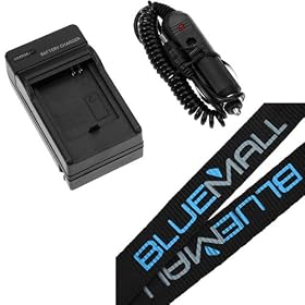 GTMax BP-70A Battery Charger with Car Adapter + BlueMall Strap Lanyard for Samsung MV800, SL600,SL605,SL50,ST100 Digital Cameras