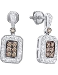 10KT White Gold 0.50 CTW COGNAC Diamond Ladies Fashion Earrings
