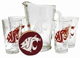 Washington State Cougars Satin Etch Pitcher and 4 Glass Gift Set