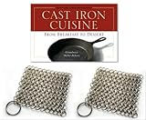 Chainmail Scrubber Package - Two CM Scrubbers for Cast Iron Cookware, One Copy "Cast Iron Cuisine" Cookbook