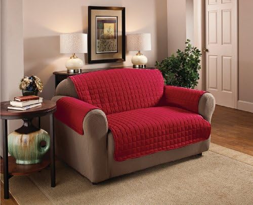 Quilted MicroSuede Super Soft Furniture Protector Slipcover (Sofa, Burgundy)