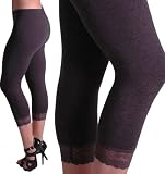 EyeCatchClothing - Crop Leg Pull on Womens Leggings with Lace Detail Charcoal M/L