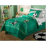 Soccer 4 Piece Twin Quilt & Bedding Set Plus Coordinating Wall Decals