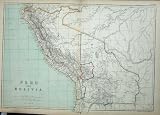 1872 BLACKIE GEOGRAPHY MAPS PERU BOLIVIA AMERICA OCEAN