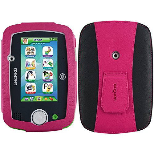 HOTCOOL LeapFrog LeapPad 3 Case - New-Leather with Kickstand 2014LBM Case for LeapFrog LeapPad3 Kids' Learning Tablet(2014 Version), Magenta