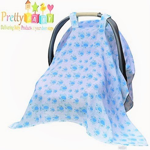 Today's Deal Baby Car Seat Covers For Boy Or Girl. XL Size 48 Length 36 Wide. Muslin Cotton Newborn Baby Car Seat Canopy Is Soft & Breathable. Infant Car Seat Cover Protects From Sunlight, Bugs & Dust