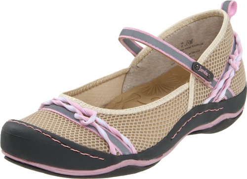 Jambu Women's Rainbow-Mesh Vegan Flat,Tan/Pink,9 M US