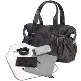 Tiny Tillia Black Embroidered Baby Changing Shoulder Bag