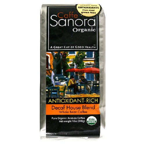 Caffe Sanora Organic Antioxidant-Rich, Decaf House Blend, WHOLE BEAN, 12 Ounce Bags (Pack... by Caffe Sanora