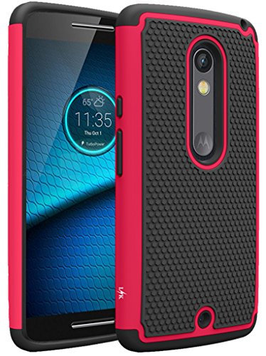 Droid Maxx 2 Case, LK [Shock Absorption] Drop Protection Hybrid Dual Layer Armor Defender Protective Case Cover for Motorola Droid Maxx 2 (Hot Pink)