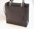Black and Gray Silk and Leather Handbag