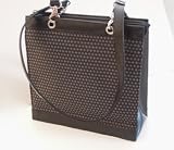 Black and Gray Silk and Leather Handbag