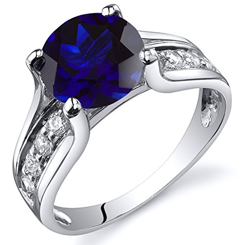 Created Sapphire Solitaire Style Ring Sterling Silver 2.75 Cararts Sizes 5 to 9