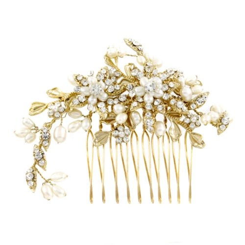 Chastity's Wedding Hair Jewelry - Gold Hair Comb