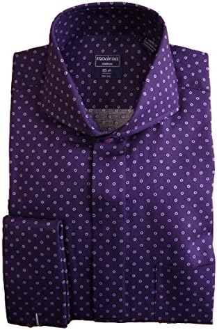 Modena Men's Polkadot Cutaway Collar Dress Shirt - Plum (17 - 34-35)