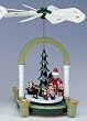 Green & White Christmas Pyramid - Santa Claus & Little Girl - 1 Tier Candleholder Green & White Christmas Pyramid - Santa Claus & Little Girl - 1 Tier Candleholder