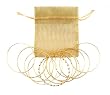Bracelet - B327 - 12 Pc Asst. Bangle Set ~ Plain, Etched and Twisted in Gold Tone - 70mm + Gold Organza Gift Bag