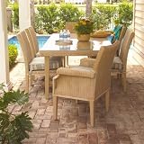 Hamptons Wicker Top Dining Table Set Finish: Bamboo