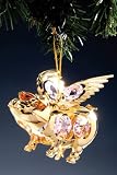 Flying Pig Swarovski Crystal 24k Gold Plated Ornament