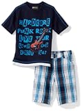 Nannette Boys 2-7 Guitar 2-Piece Short Set, Blue, 5