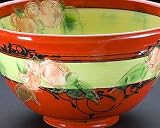 Salad Bowl - Red with Flowers