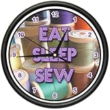 SEWING Wall Clock fabric machine seamstress room quilt