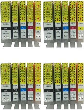 20 Pack of PGI-250BK CLI-251BK Ink Cartridge Replacement for Canon Printer