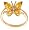 Yellow Gold Overlay Sterling Silver Citrine w/ Diamond Accent Butterfly Ring, Size 5