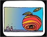 Mouse Pad with apple, happiness, crawling, worm, red