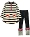 Ancia Little Girls Clothing Set Cotton Dress Tops Pants 2-Piece Outfits Playwear Set(Stripes Black,4T)