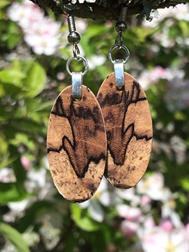 Small Wood Earrings Reclaimed Wood Spalted Hackberry Lightweight