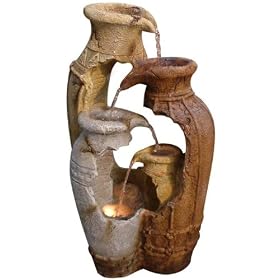 Distressed Pots Fountain w  LED and Halogen Lights GXT100 by 
