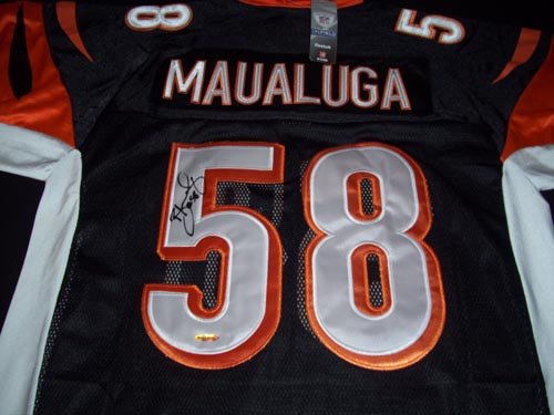 Upper Deck Authentic Rey Maualuga Autograph Cincinnati Bengals Jersey Size 52