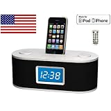 Ottavo OT1010 Speaker Docking Station with FM Radio Alarm Clock for All Generation iPods w remote control Electronics clock radio
