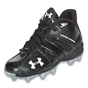 UNDER ARMOUR Kids' Demolish Mid Football Cleat Shoe, Black/Silver