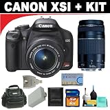 Canon Digital Rebel XSi 12MP Digital SLR Camera with EF-S 18-55mm f/3.5-5.6 IS Lens (Black) + Canon EF 75-300mm f/4-5.6 III Telephoto Zoom Lens for Canon SLR Cameras + Accessory Kit