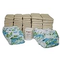 OsoCozy Prefold Cloth Diaper Basic Package - Unbleached Prefolds & Froggy Print Bummis Super Whisper Wraps