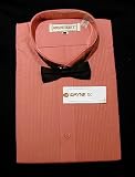 New Mens Pink Tuxedo Shirt With Black Satin Bowtie