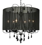 Shades of Light Design 6-Light 23 Black Crystal Shaded Mini Chandelier SKU# 10739