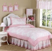 Pink French Toile 4 pc Girls Twin Kids Juevenile Childrens Bedding Set