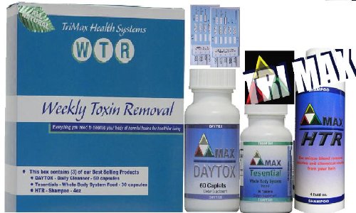 Complete 1 Week Toxin Removal Kit contains: 60 Cap bottle DAYTOX daily cleanser - 1 HTR Toxin Removal Shampoo - 30 Cap bottle Tessentials Whole Body Vitamins - 2/5 Panel Drug Tests