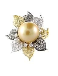 Diamond & Pearl 18k Two Tone Gold Antique Style Right Hand Ring