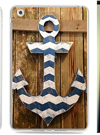 AAA-IPAD mini1/2/3 case Large distressed navy and white chevron wood anchor sign photo prop home decor wall art DIY Design Hard Back Case for IPAD mini1/2/3