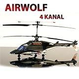 4-Kanal Airwolf 3D Profi RC ferngesteuerter Hubschrauber Helikopter Heli! KOMPLETT-SET Inkl. Fernsteuerung und Ersatzheckrotorblätter!