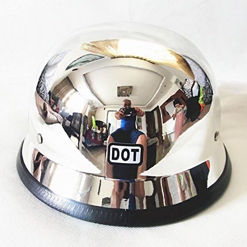 DOT Motorcycle Chrome German Style Half Face Helmet Chopper Cruiser (M)