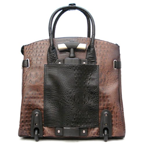 Black Brown Alligator Crocodile Rolling Laptop Bag Briefcase Carry All Black Brown Alligator Crocodile Rolling Laptop Bag Briefcase Carry All