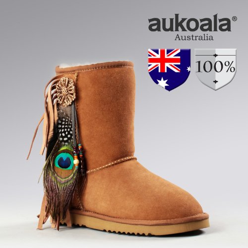 Aukoala Snow Boots Australia Sheepskin Warm Monica For Womens_Chestnut_Us Size 5 On Sale