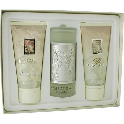 Bellagio By Michaelangelo For Women. Gift Set ( Eau De Parfum Spray 3.4 Oz + Body Lotion 6.8 Oz + Shower Gel 6.8 Oz).