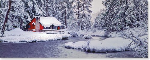 Cabin by the River Holiday Boxed Cards (Christmas Cards, Holiday Cards, Greeting Cards) (Panoramic Holiday Card Series)